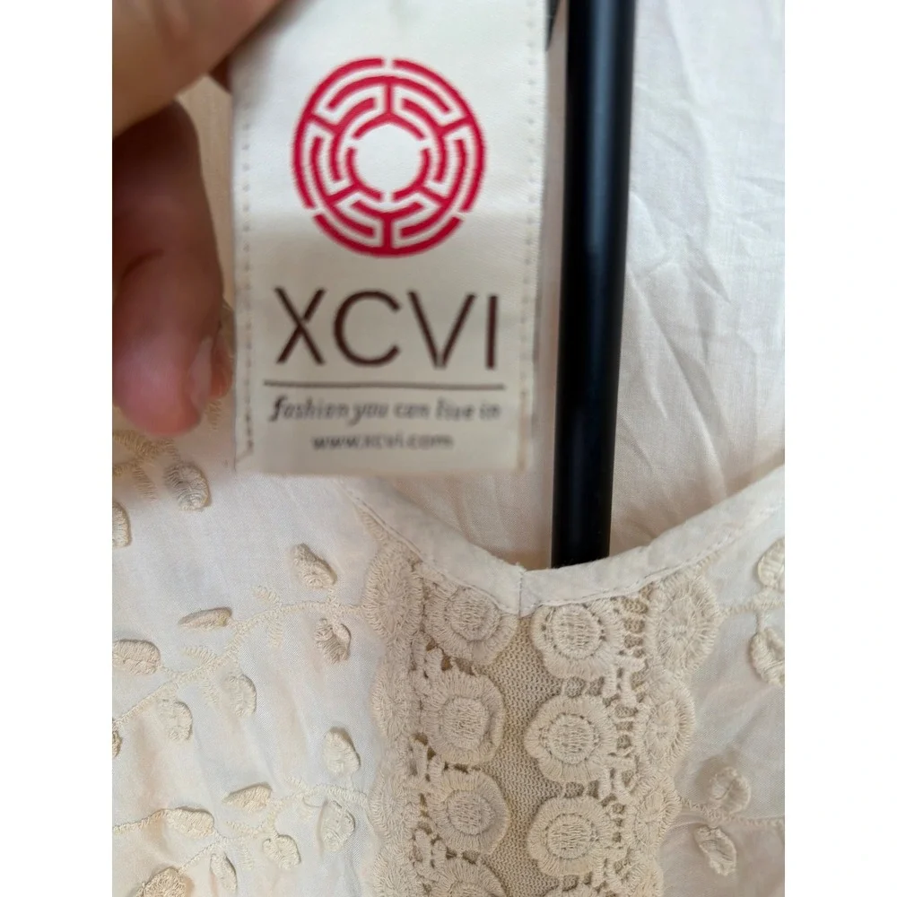 XCVI Womens White Embroidered Crochet Lace Tunic Top V-Neck High-Low 11470 L NEW